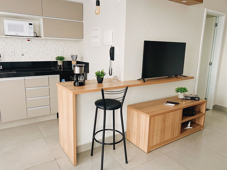 Flat com Vista+Ar-Condicionado - 500m do Parque