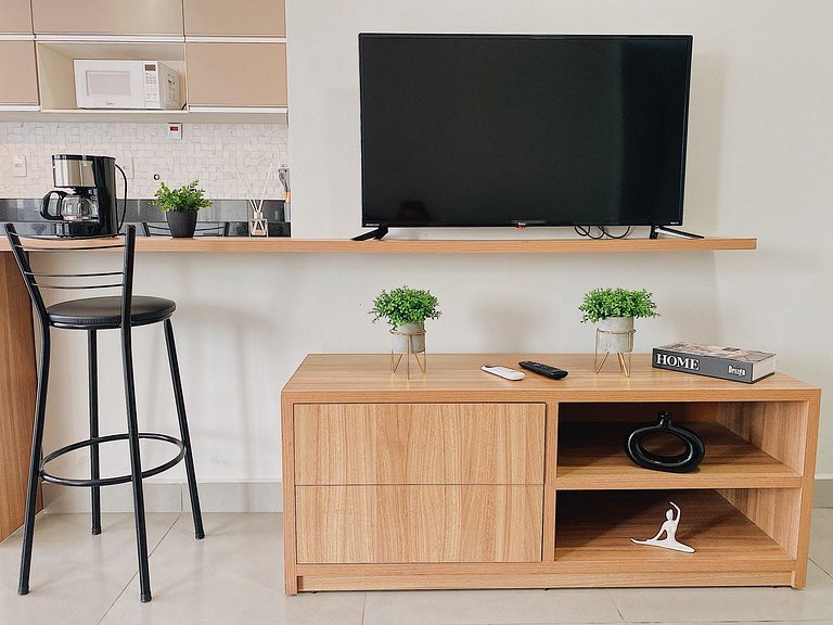 Flat com Vista+Ar-Condicionado - 500m do Parque