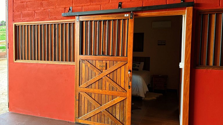 Experiência em celeiro com cavalos à porta