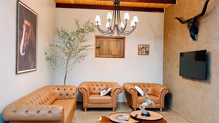 Experiência em celeiro com cavalos à porta